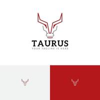 gehoornde taurus hoofd abstracte lijnstijl logo vector