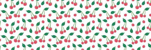 kersen naadloze vector achtergrond herhalen met zomerfruit, bessen gebruik voor stof cadeaupapier verpakking. bessen fruit zomer horizontale banner, rand