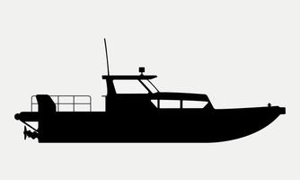patrouilleboot silhouet, marineschip schip illustratie. vector
