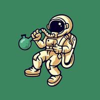 onkruid astronaut sticker tshirt illustratie vector