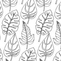 tropische planten naadloze jungle bloemenpatroon. print vector achtergrond van mode zomer behang palmbladeren in zwart-wit grijze stijl