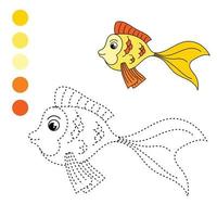 vissen mooi. educatief spel van punt naar punt voor kinderen. vector