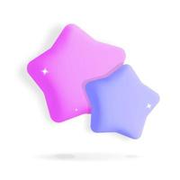 3D-vector twee glanzende violette en roze sterren symbool pictogram ontwerp vector