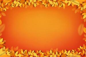 herfst achtergrond, laat frame op oranje, gele achtergrond met kleurovergang, achtergrond ontwerp voor herfst seizoen verkoop banner, poster, thanksgiving wenskaart, oogst festival uitnodiging, vector papier knippen kunststijl