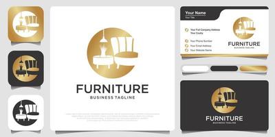 meubellogo. symbool en icoon van stoelen, banken, tafel en woninginrichting. vector