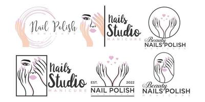 schoonheid vrouwen en nagels icon set logo ontwerp vector