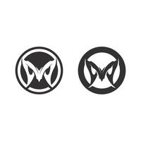 m letter en lettertype logo sjabloon vector