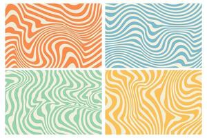 groovy hippie 70s achtergronden met golven swirl twirl patroon vector