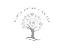 menselijk orgel pictogrammenset op witte achtergrond vector