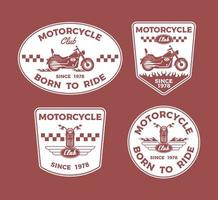 set handgetekende motorcross adventure club logo badge vector