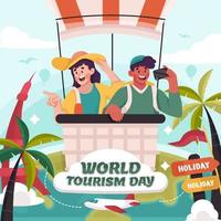 verken de wereld op vakantie om wereldtoerismedag te vieren vector