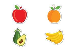 stickerset van verschillende soorten fruit, platte vectorillustratie vector