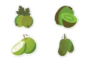 stickerset van verschillende soorten fruit, platte vectorillustratie vector