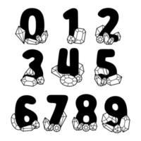 schattig nummer alfabet met edelsteen. mooi letterontwerp voor decoratie. vectorillustratie over belettering. vector