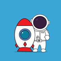 schattige astronaut knuffel raket.illustratie plat vector