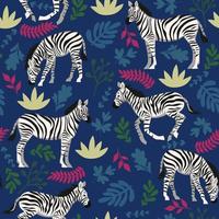 naadloos patroon met zebra's en planten. vectorafbeeldingen. vector