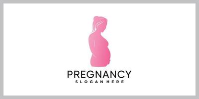 vrouw zwangerschap logo ontwerpsjabloon met creatief modern concept vector