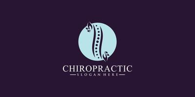 chiropractische therapie logo met blad en hand element premium vector
