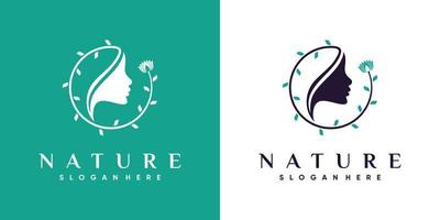 natuurlijke schoonheid logo-ontwerp voor vrouwen met creatief concept premium vector
