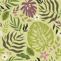 naadloos tropisch patroon met bladeren en bloemen. vectorafbeeldingen. vector
