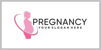 vrouw zwangerschap logo ontwerpsjabloon met creatief modern concept vector