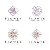 set van bloemen icoon logo design collectie met creatief concept premium vector