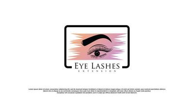 wimperverlenging logo-ontwerpinspiratie voor schoonheidssalon met creatieve element premium vector