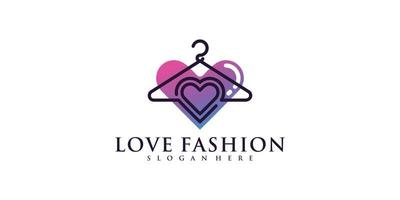 mode winkel logo ontwerp inspiratie met liefde en hanger stijl concept premium vector