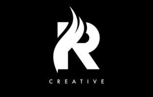 letter r logo pictogram ontwerp met swoosh en creatieve gebogen vorm vector