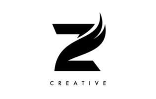 letter z logo pictogramontwerp met swoosh en creatieve gebogen vormvector vector