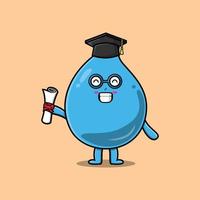 leuke cartoon waterdruppel student afstudeerdag vector