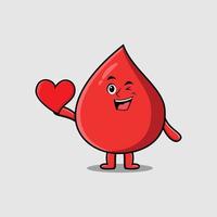schattige cartoon bloeddruppel met groot rood hart vector