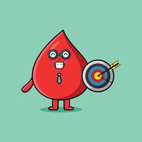 schattige cartoon bloeddruppel zakenman met doel vector
