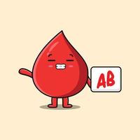 cartoon rode druppels met bloedgroep teken in handen vector