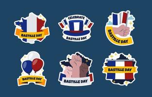 stickerpakket voor de dag van de bastille vector