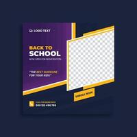 terug naar school toelating sociale media post banner sjabloonontwerp promotionele korting vierkante flyer vector