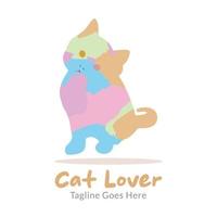 schattig kattenlogo met kleurrijke pastel vector