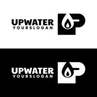 letter-up en water logo-ontwerp vector