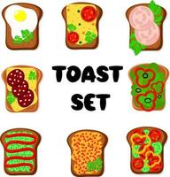 ontbijt toast sandwich set vector