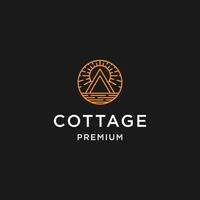 cottage lijn kunst logo vector illustratie ontwerp, outdoor logo ontwerp