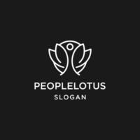 mensen lotus logo lijntekeningen icoon in zwarte backround vector