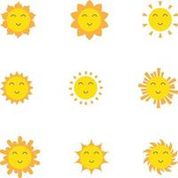 set van schattige cartoon zon vector