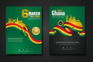 decor posterontwerp republiek ghana gelukkige onafhankelijkheidsdag achtergrondsjabloon vector