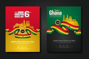 decor posterontwerp republiek ghana gelukkige onafhankelijkheidsdag achtergrondsjabloon vector