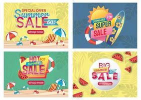 zomer verkoop banner voor website banner achtergrond set vector