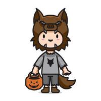 schattig halloween kostuum wolf vector