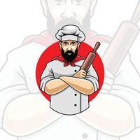 chef-kok mascotte logo premium vector