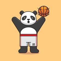 schattige panda basketballen vector