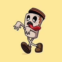 mascotte koffiekopje zombie premium vector