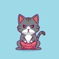 schattige kat gaming cartoon afbeelding vector